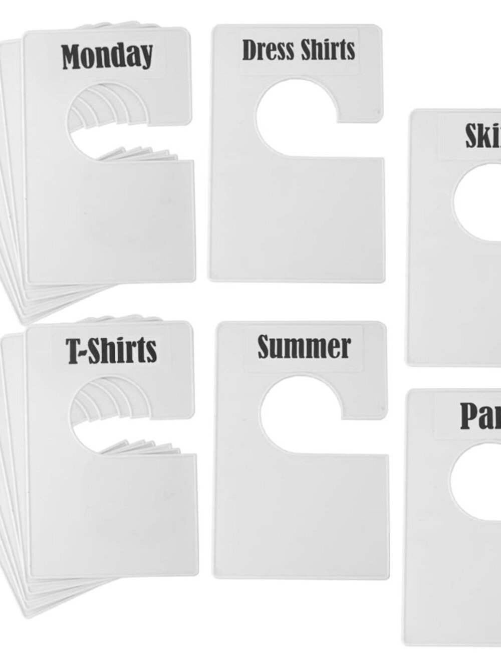 16 Pack White Clothing Rack Size Dividers Plus 60 Labels 1 Inch and 16 Large Bla
